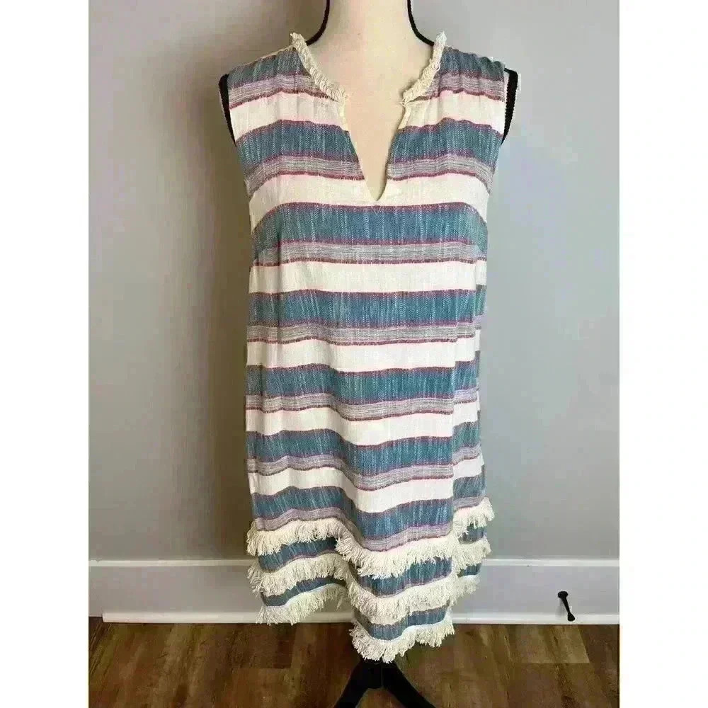 Anthropologie Holding Horses NWOT Striped Dress Fringe Western Boho Women's 8